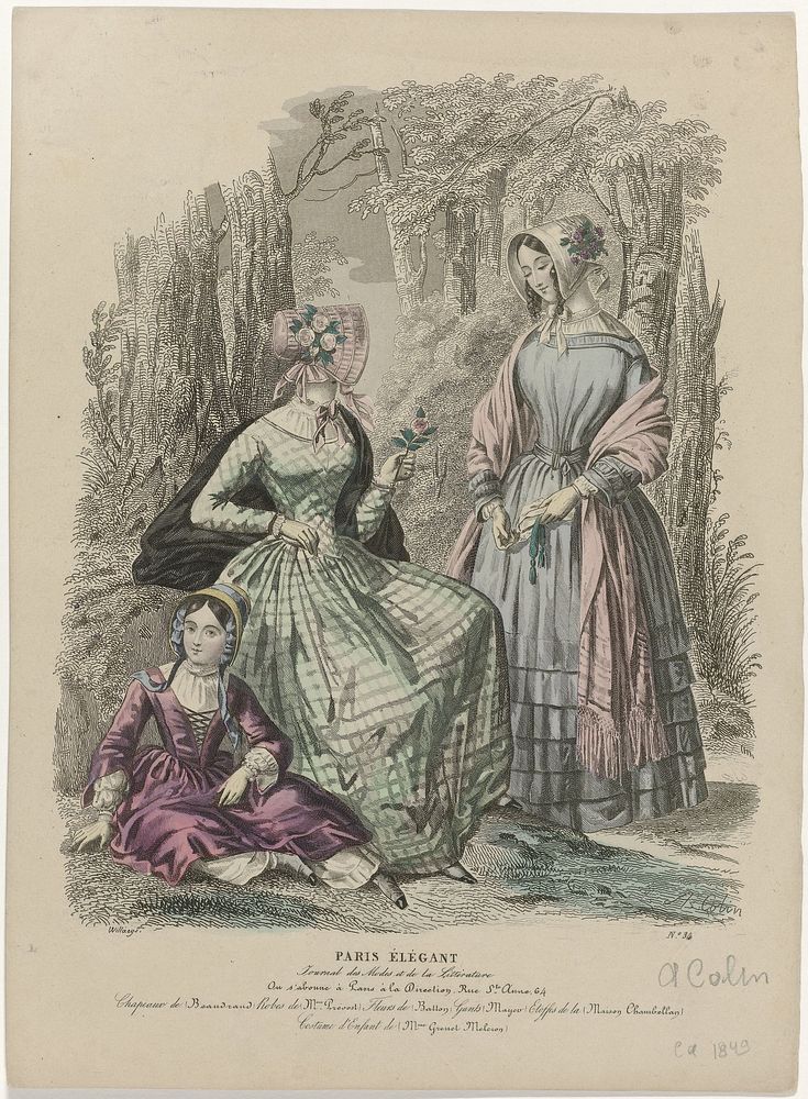 Paris Élégant, ca. 1849, No. 34 : Chapeaux de Beaudrand (...) (c. 1849) by Willaeys and Alexandre Marie Colin