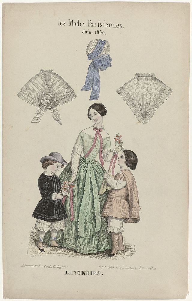 Les Modes Parisiennes, juin 1850 : Lingeries (1850) by anonymous and Aubert and Cie