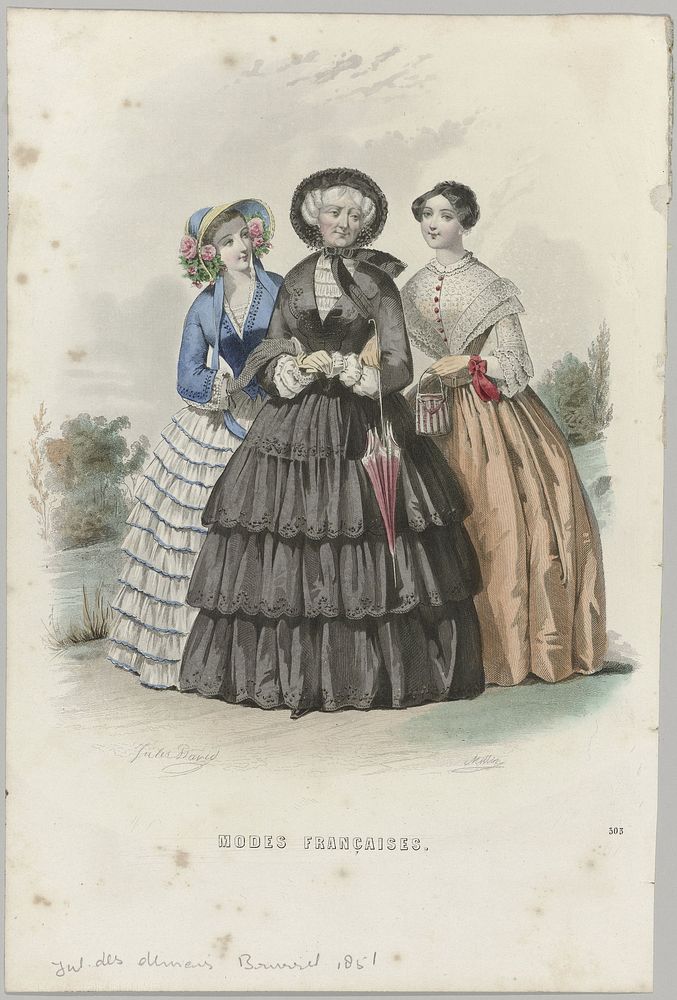 Journal des Demoiselles, 1851, No. 303: Modes Françaises. (1851) by Millin and Jules David 1808 1892