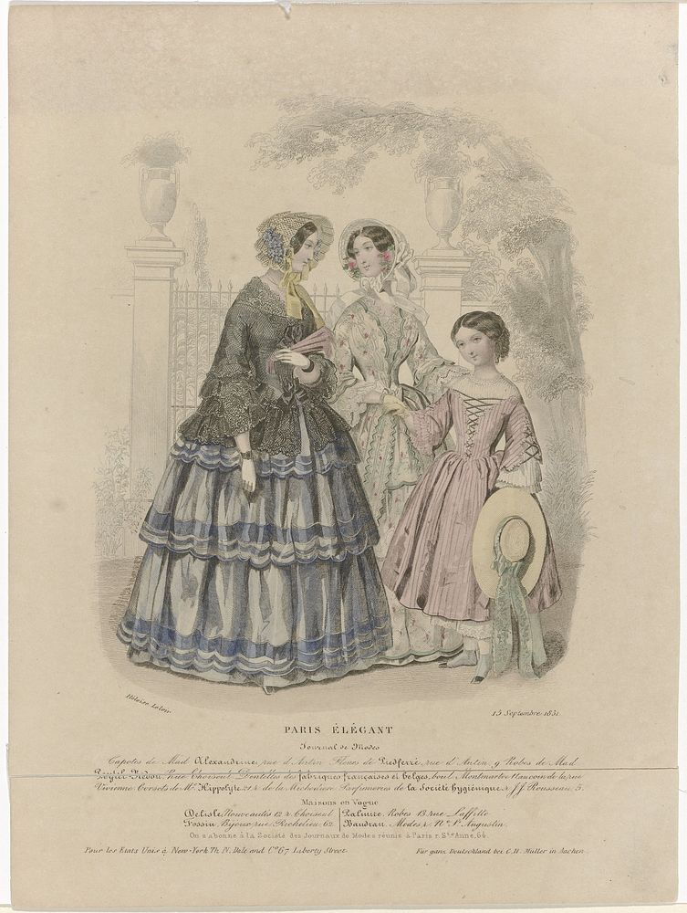 Paris élégant, 15 septembre 1851 : Capotes de Mad (...) (1851) by anonymous and Héloïse Leloir Colin