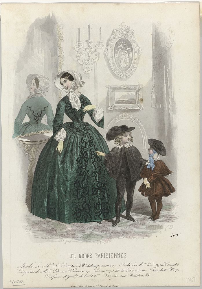 Les Modes Parisiennes, 1851, No. 403 : Modes de Melle L Labord (...) (1851) by Montaut d Oleron Gabriel Xavier, Edmond Morin…