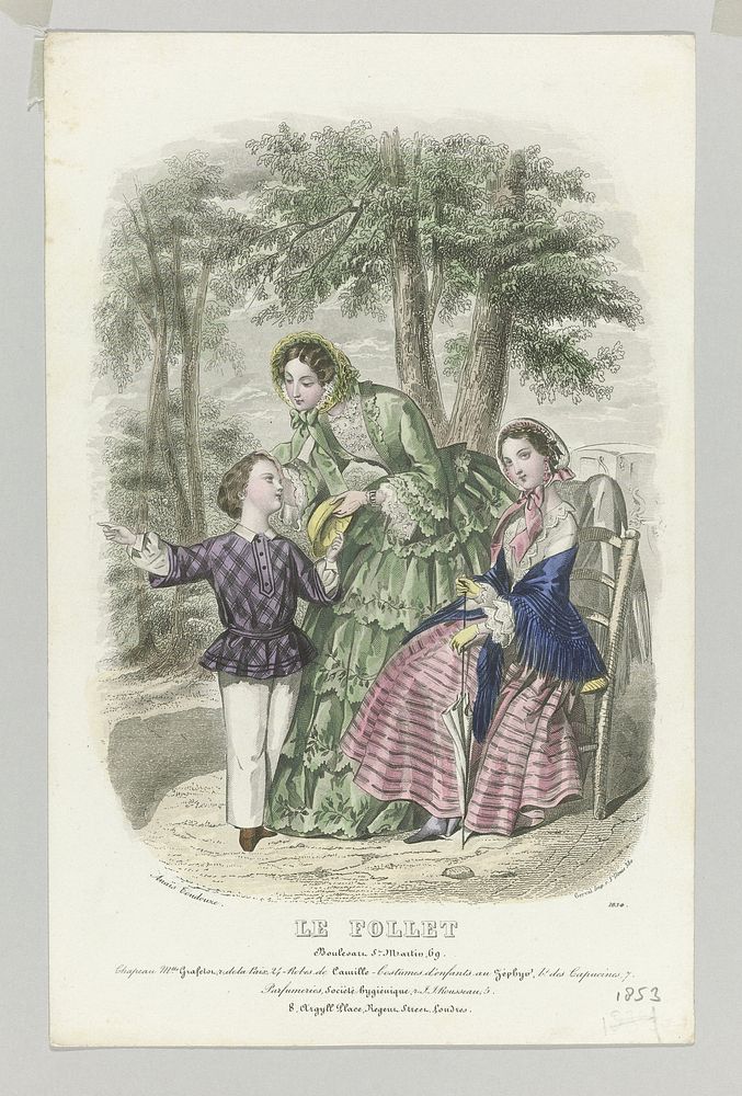 Le Follet, 1853, No. 1834 : Chapeau M.lle Grafetor (...) (1853) by anonymous, Anaïs Colin Toudouze and Gerval