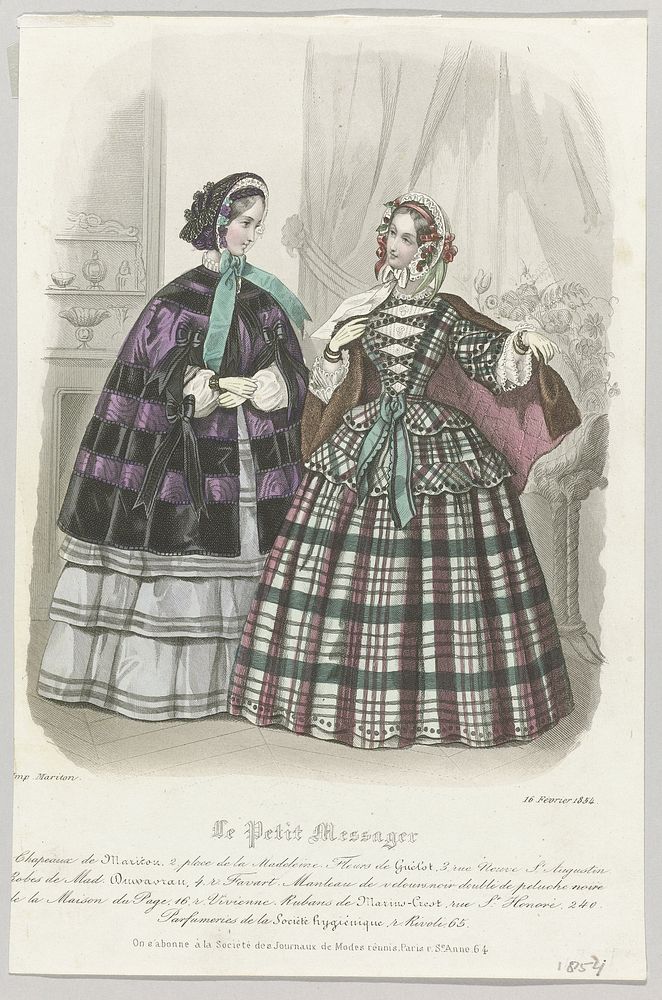 Le Petit Messager, 16 février 1854 : Chapeaux de Maritou (...) (1854) by anonymous and Mariton