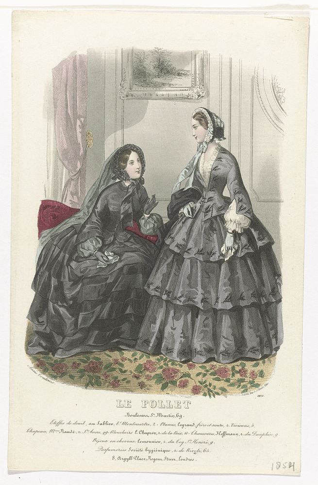 Le Follet, 1854, No. 1873 : Etoffes de deuil (...) (1854) by anonymous, Anaïs Colin Toudouze and Gerval