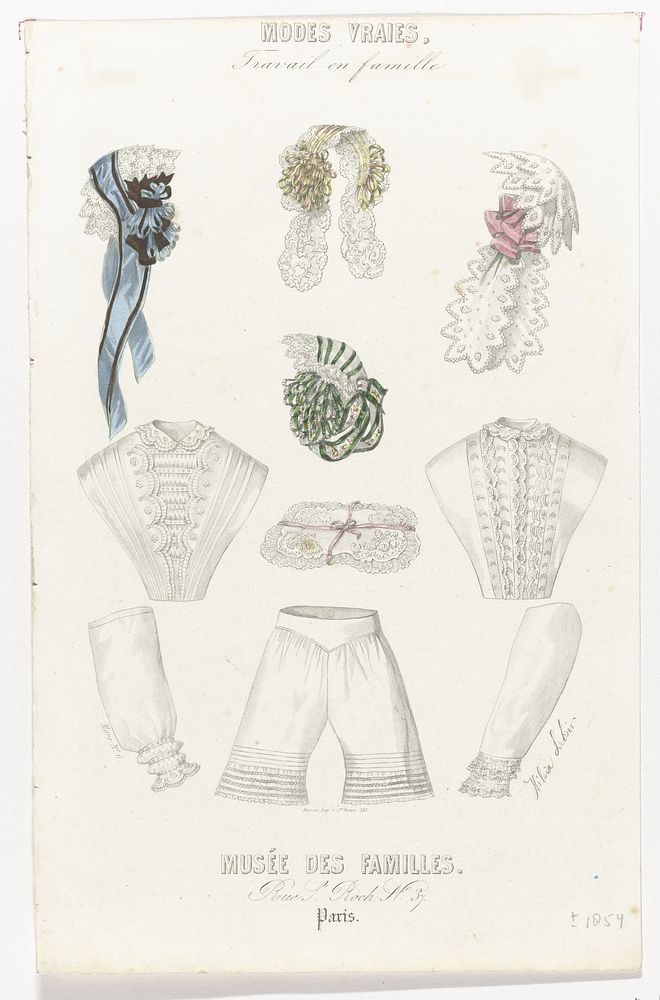 Musée des Familles, mars 1854, No.6 : Modes Vraies, Travail (...) (c. 1854) by anonymous, Héloïse Leloir Colin and Rossin