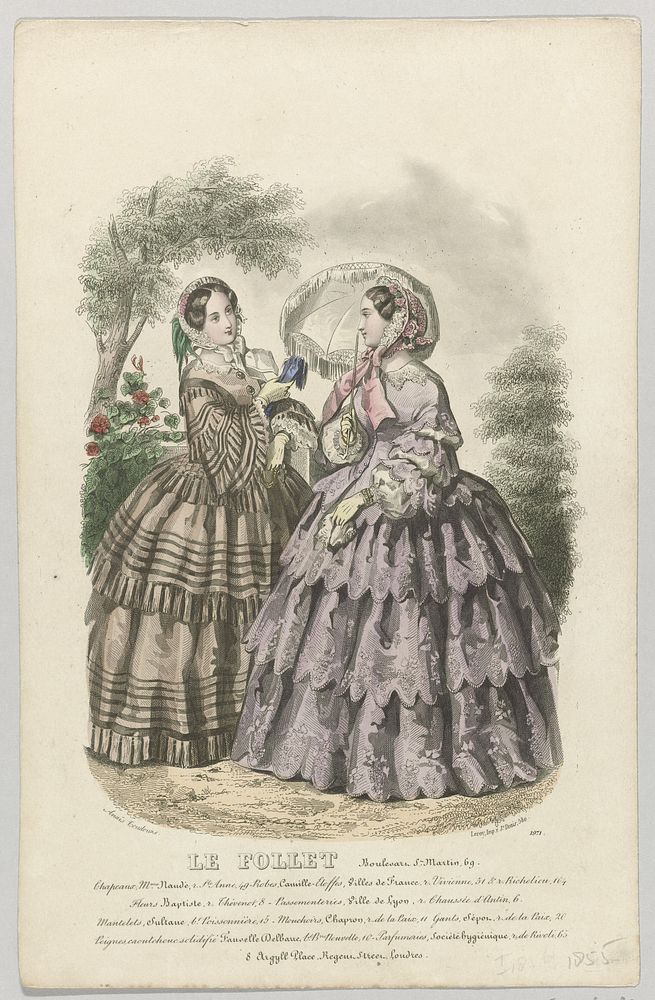 Le Follet, 1855, No. 1971 : Chapeaux Mme Naudé (...) (1855) by anonymous, Anaïs Colin Toudouze and A Leroy