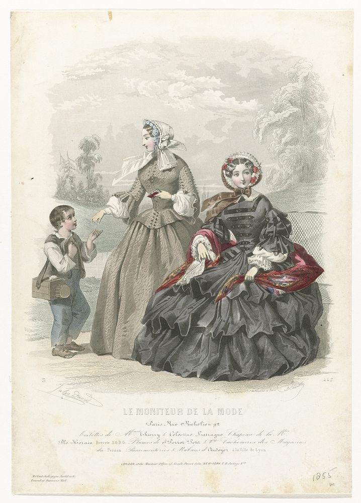 Le Moniteur de la Mode, 1855, No. 442 : Toilettes de M.mes Thierry (...) (1855) by Jean Baptiste Réville, Jules David 1808…