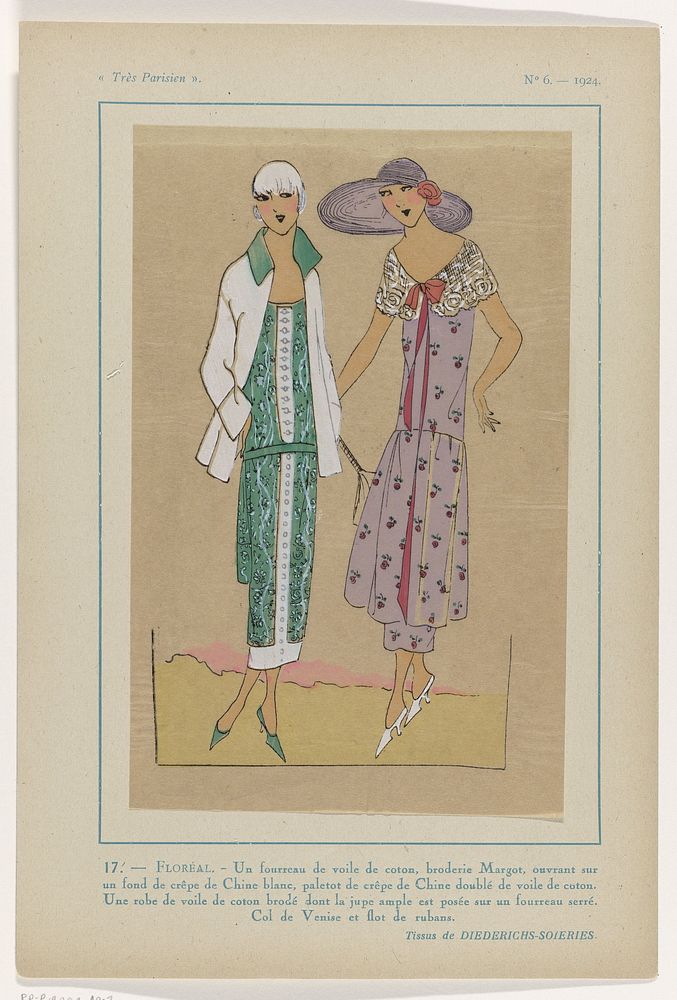 Très Parisien, 1924, No. 6 : 17. - FLORÉAL.- Un fourreau (...) (1924) by anonymous, Diederichs Soieries and G P Joumard