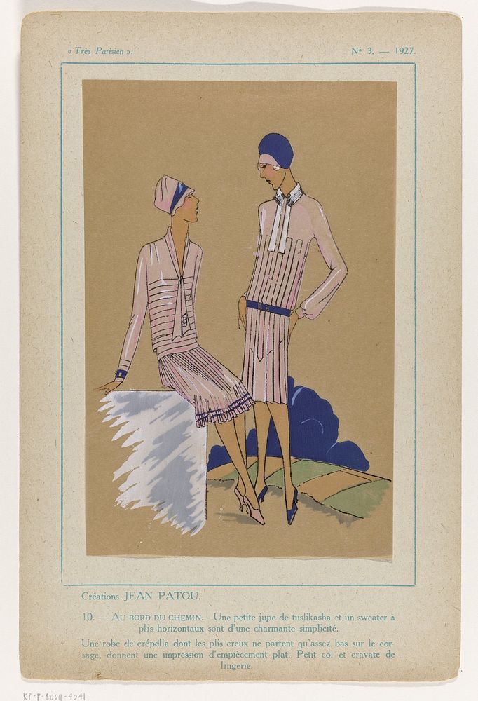 Très Parisien, 1927, No. 3 : -10: Créations JEAN PATOU. AU BORD DU CHEMIN (1927) by anonymous, Jean Patou and G P Joumard