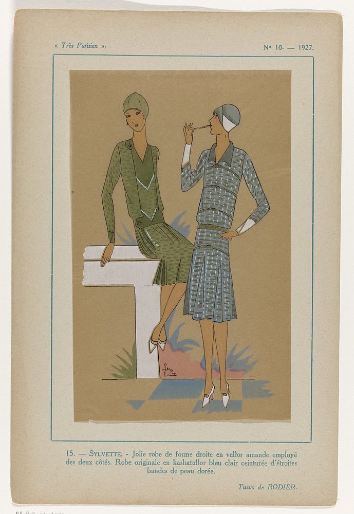 Très Parisien, 1927, No. 10 : 15.-Sylvette.-Jolie robe de form (...) (1927) by anonymous, Rodier and G P Joumard