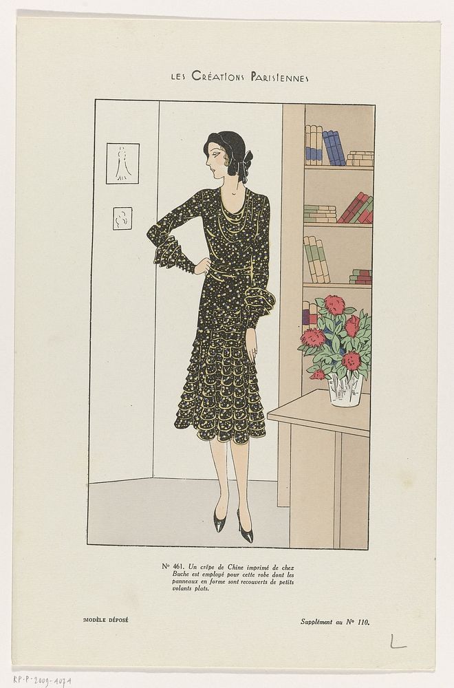 Les Créations Parisiennes, ca. 1931, Supplément au No. 110, No. 461 : Un crêpe de Chin (...) (c. 1931) by anonymous