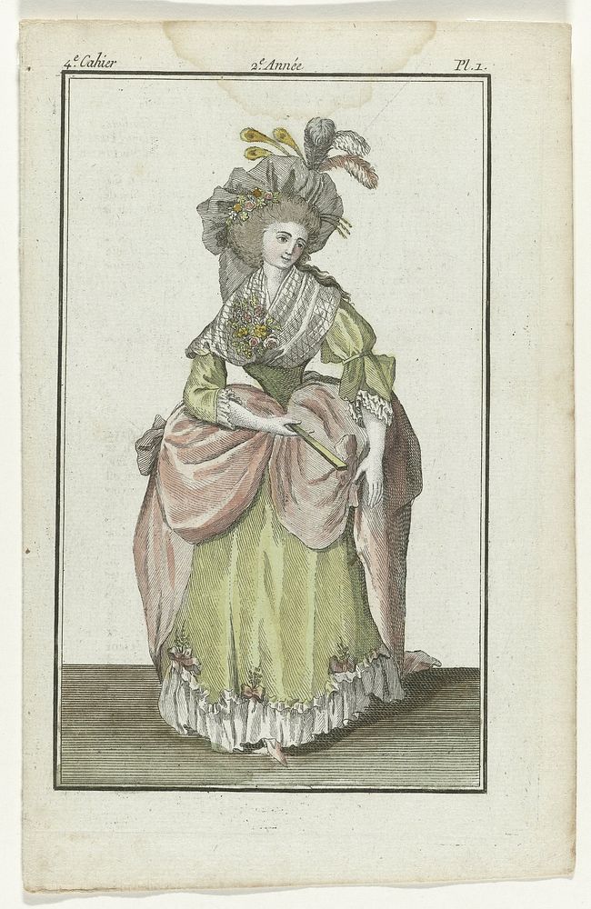 Magasin des Modes Nouvelles Françaises et Anglaises, 1787, kopie naar 20 décembre 1786, 4e cahier, Pl. 1 (1787) by J J…
