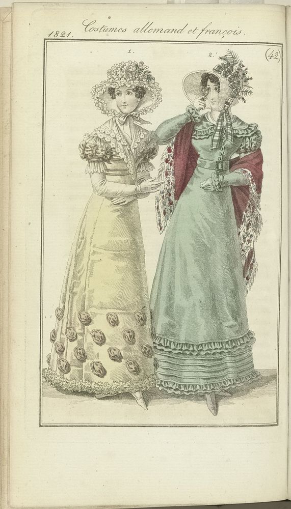 Journal des Dames et des Modes, editie Frankfurt 14 octobre 1821, Costumes allemand et françois (42) (1821) by anonymous and…