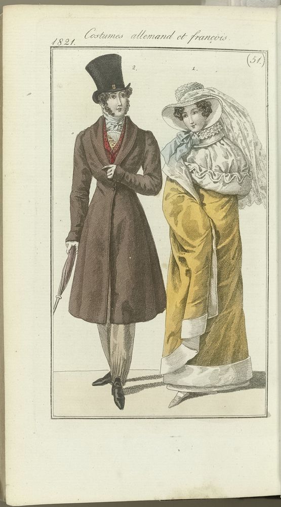 Journal des Dames et des Modes, editie Frankfurt 16 decembre 1821, Costumes allemand et françois (51) (1821) by anonymous…
