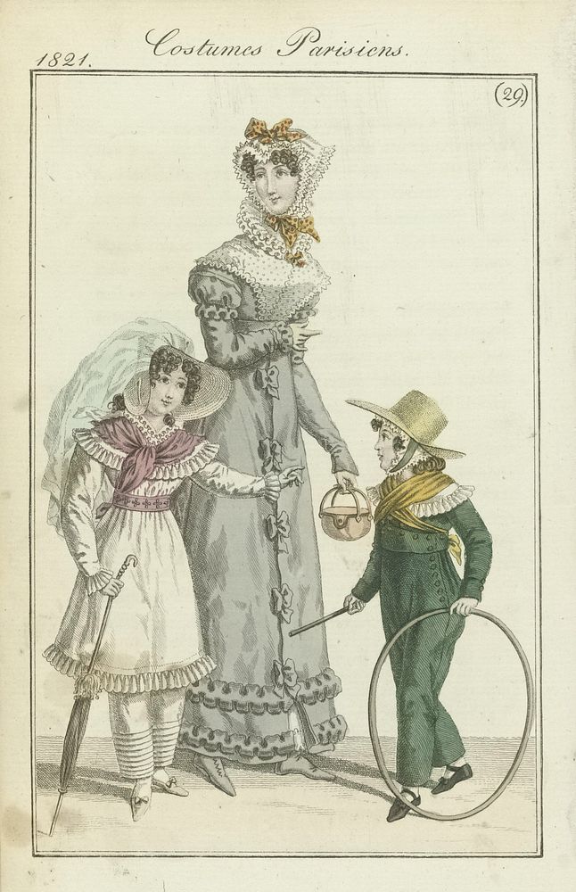 Journal des Dames et des Modes, editie Frankfurt 15 juillet 1821, Costumes Parisiens (29) (1821) by anonymous and J P Lemaire