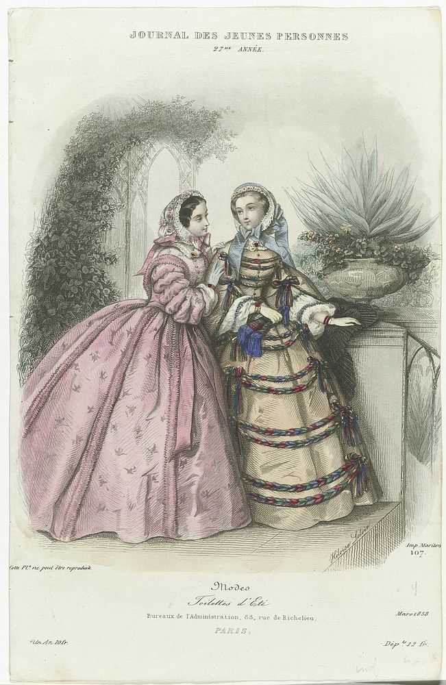 Journal des Jeunes Personnes, mars 1858, No. 107 : Modes. Toilettes d'Eté (1858) by Héloïse Leloir Colin, anonymous and…