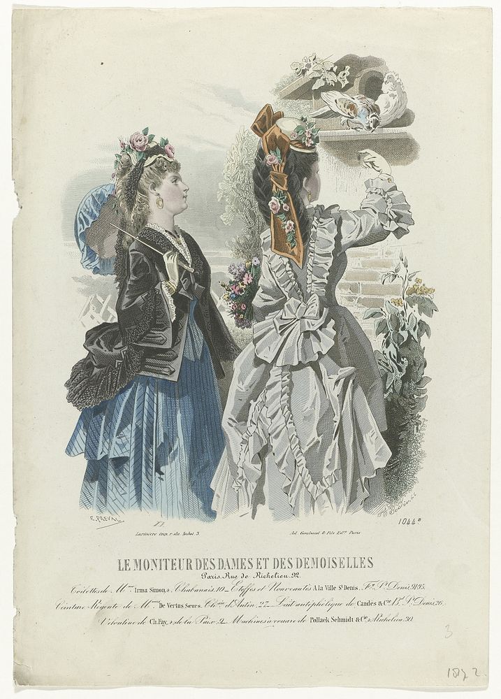 Moniteur des Dames et des Demoiselles, 1872, No. 1044B : Toilettes Mme Irma Simon (...) (1872) by A Bodin, Emile Préval…