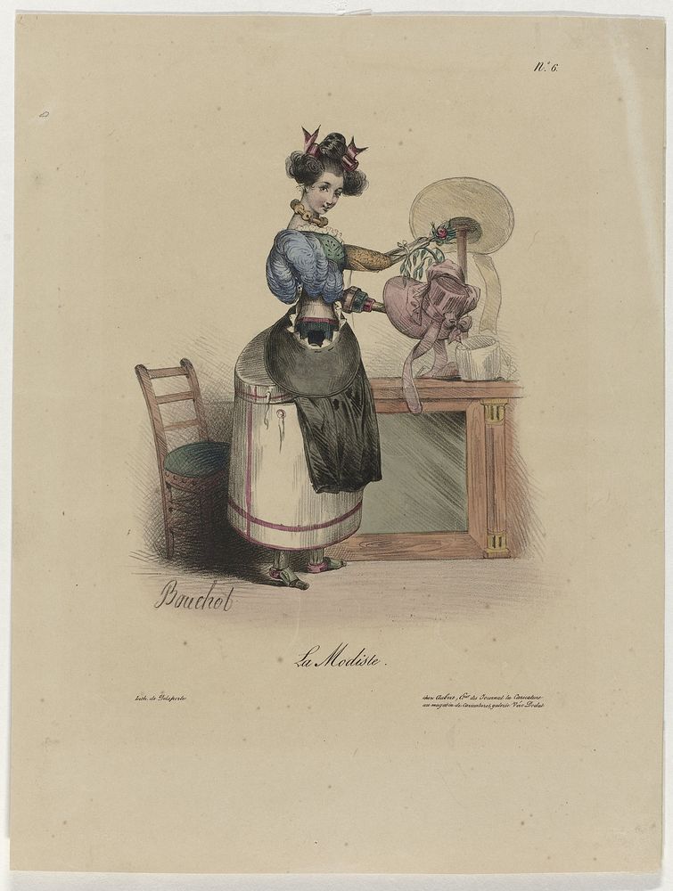 La Modiste, 1832, No. 6 (c. 1832) by Delaporte, Bouchot and Aubert and Cie