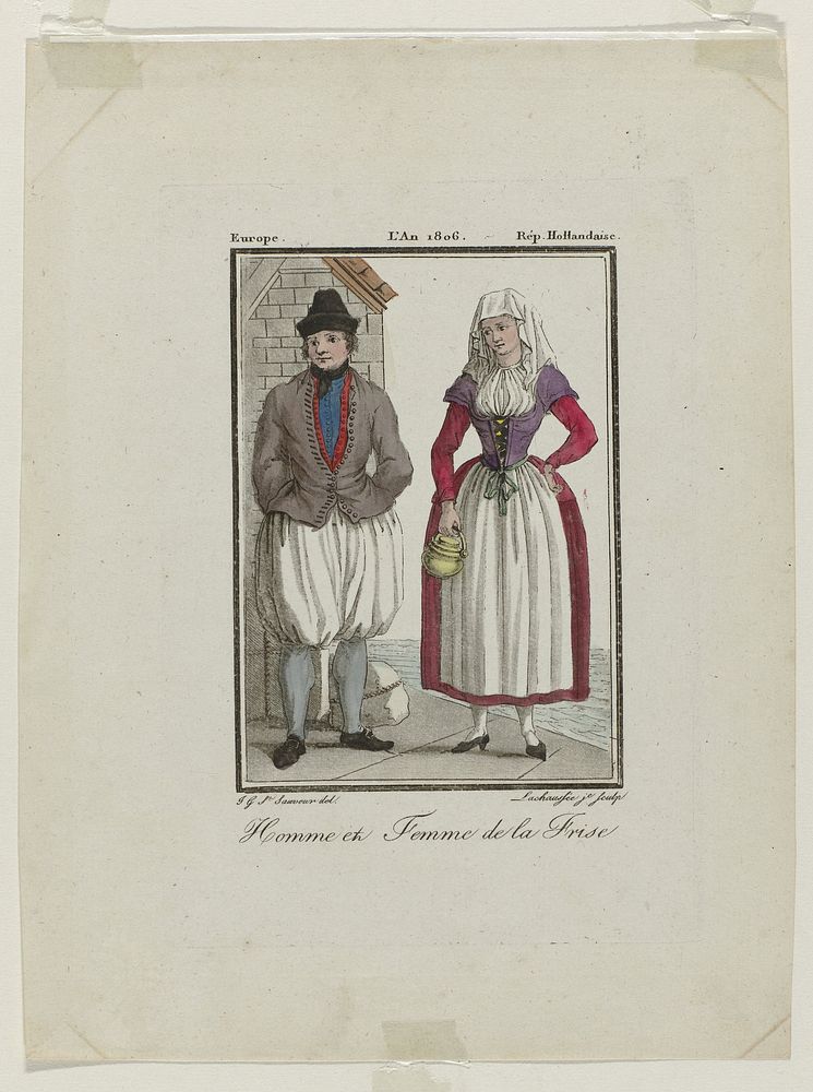 Europe, Rép.Hollandaise, L'An 1806 : Homme et Femme de la Frise (1806) by Lachaussée and Jacques Grasset de Saint Sauveur