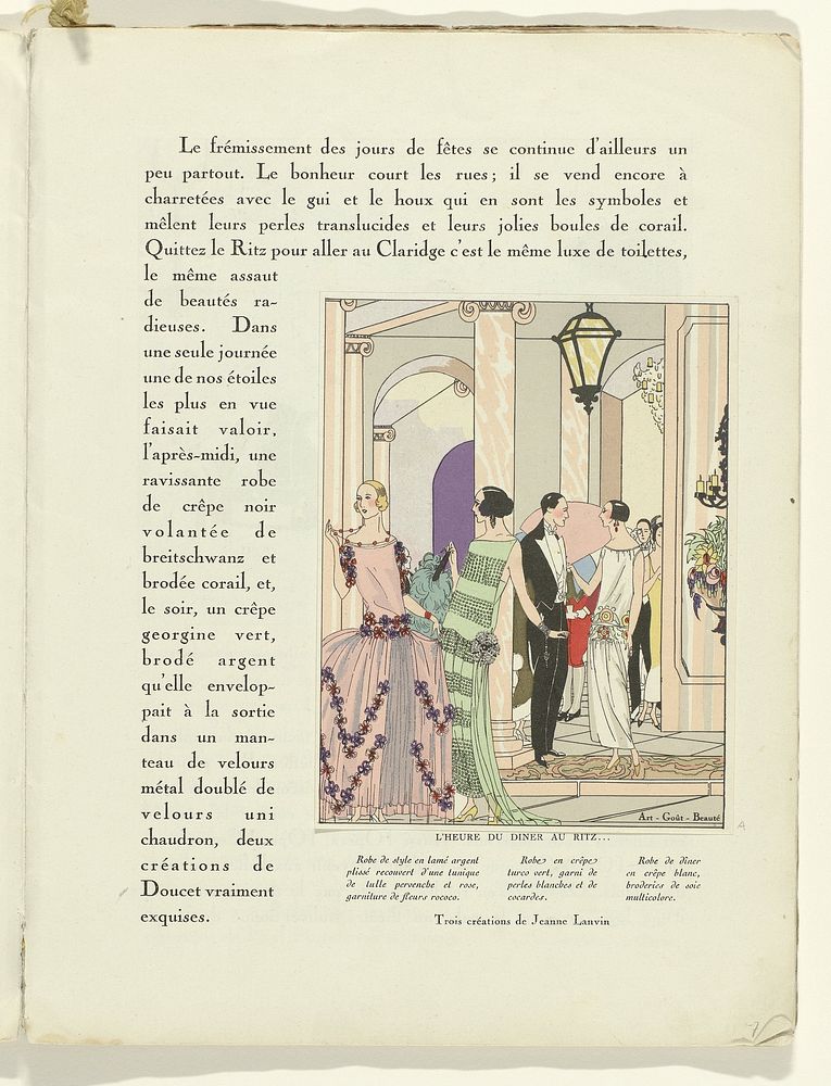 Art - Goût - Beauté, Feuillets de l' élégance féminine, Janvier 1924, No. 41, 4e Année, p. 7 (1924) by anonymous, Jeanne…