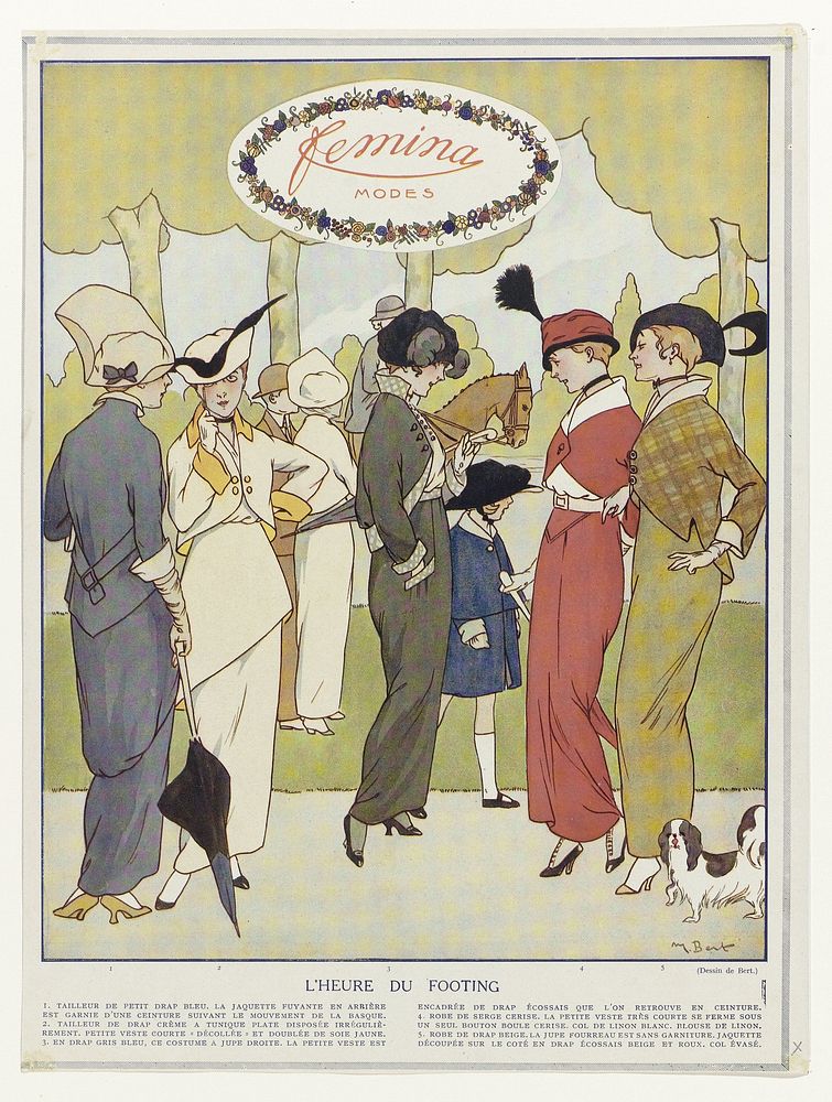 Fémina, MODES, ca. 1914 : L'HEURE DU FOOTING (...) (c. 1914) by Bert and anonymous