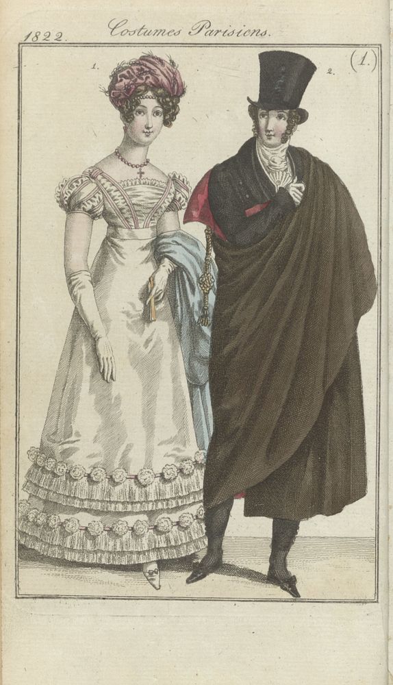 Journal des Dames et des Modes, editie Frankfurt 1 janvier 1822, Costumes Parisiens (1) (1822) by anonymous and J P Lemaire