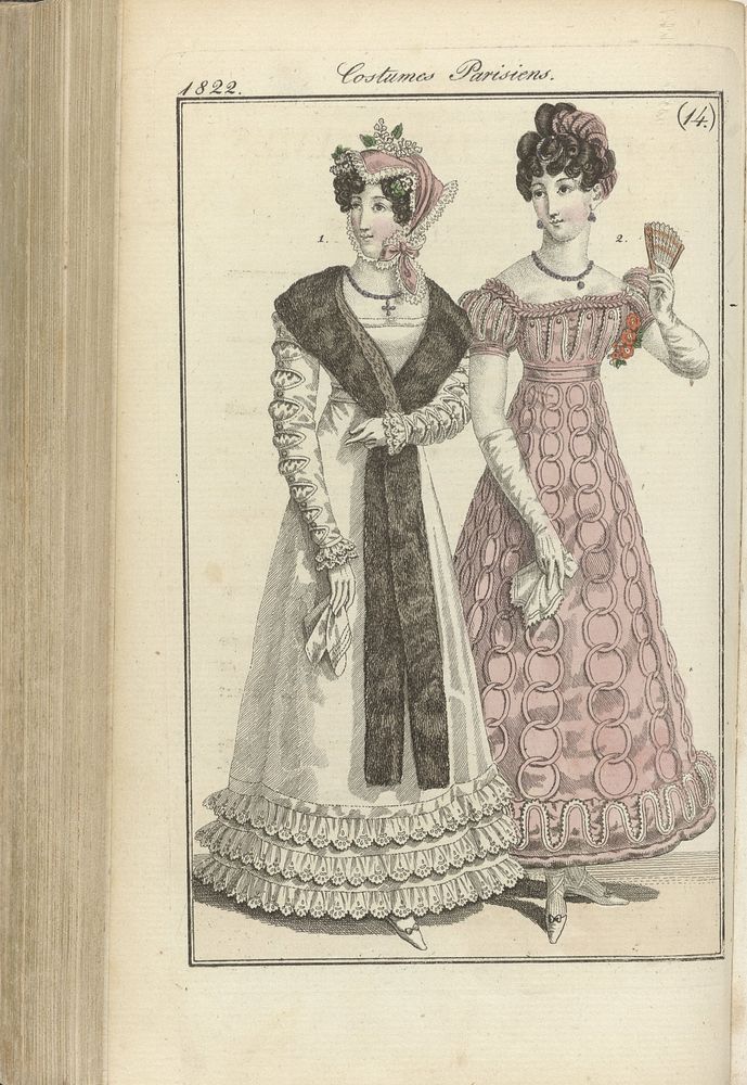Journal des Dames et des Modes, editie Frankfurt 1 Avril 1822, Costumes Parisiens (14) (1822) by anonymous and J P Lemaire