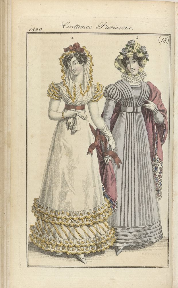 Journal des Dames et des Modes, editie Frankfurt 28 Avril 1822, Costumes Parisiens (18) (1822) by anonymous and J P Lemaire