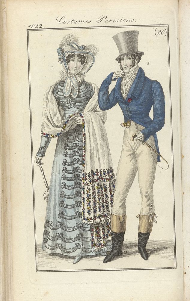 Journal des Dames et des Modes, editie Frankfurt 12 Mai 1822, Costumes Parisiens (20) (1822) by anonymous and J P Lemaire