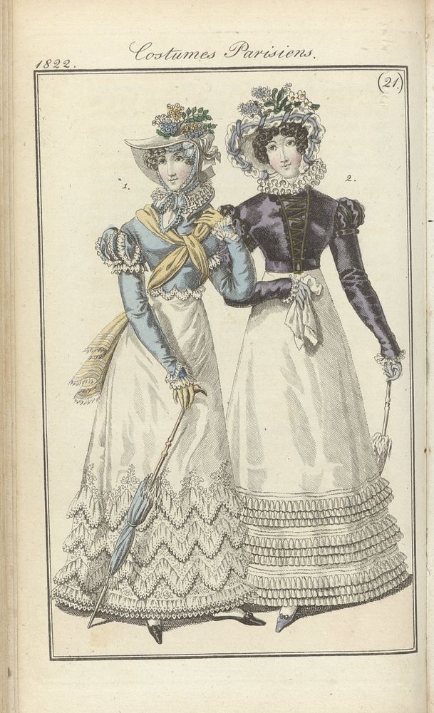 Journal des Dames et des Modes, editie Frankfurt 19 Mai 1822,Costumes Parisiens (21) (1822) by anonymous and J P Lemaire