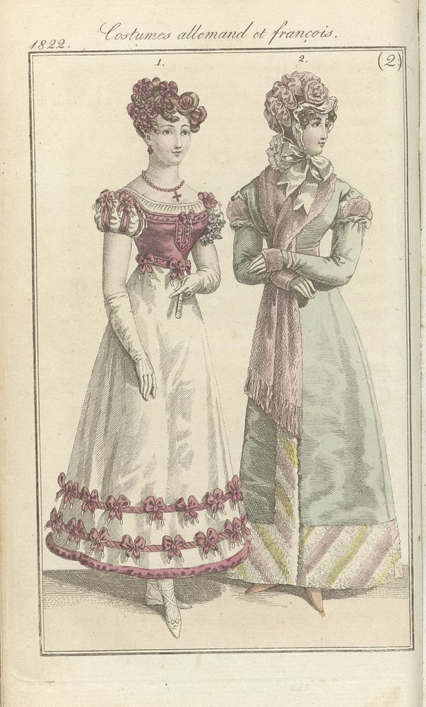 Journal des Dames et des Modes, editie Frankfurt 6 janvier 1822, Costumes allemand et françois (2) (1822) by anonymous and J…