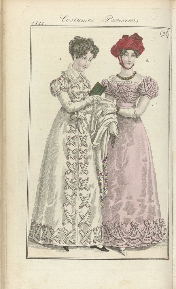 Journal des Dames et des Modes, editie Frankfurt 2 Juin 1822,  Costumes Parisiens (23) (1822) by anonymous and J P Lemaire