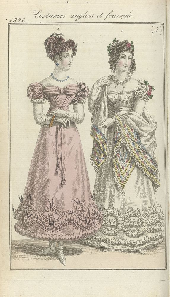 Journal des Dames et des Modes, editie Frankfurt 20 janvier 1822,  Costumes anglois et françois (4) (1822) by anonymous and…