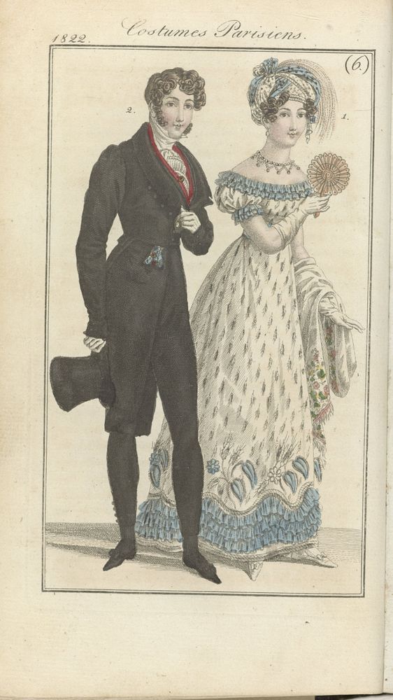 Journal des Dames et des Modes, editie Frankfurt 3 février 1822,  Costumes Parisiens (6) (1822) by anonymous and J P Lemaire