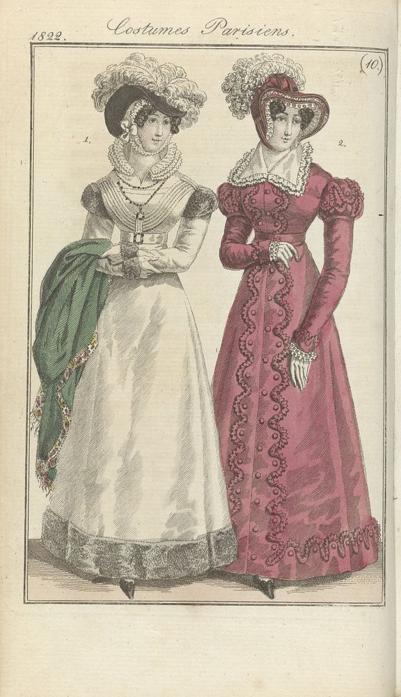 Journal des Dames et des Modes, editie Frankfurt 3 Mars 1822,  Costumes Parisiens (10) (1822) by anonymous and J P Lemaire