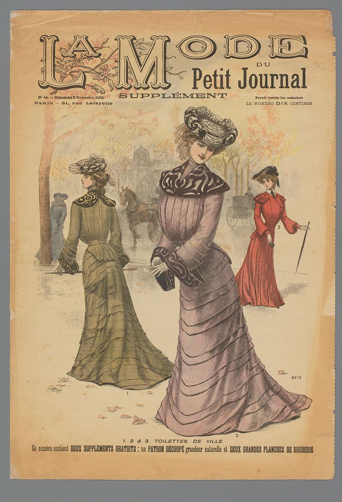 Drie vrouwen in Toilettes de Ville te Parijs (1902) by anonymous and anonymous