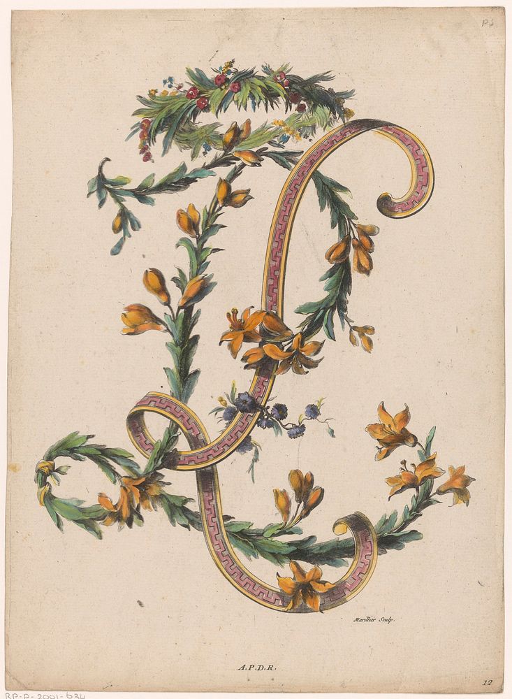 Letter L (1755 - 1768) by Clément Pierre Marillier, Charles Germain de Saint Aubin, weduwe François Chéreau II and Franse…