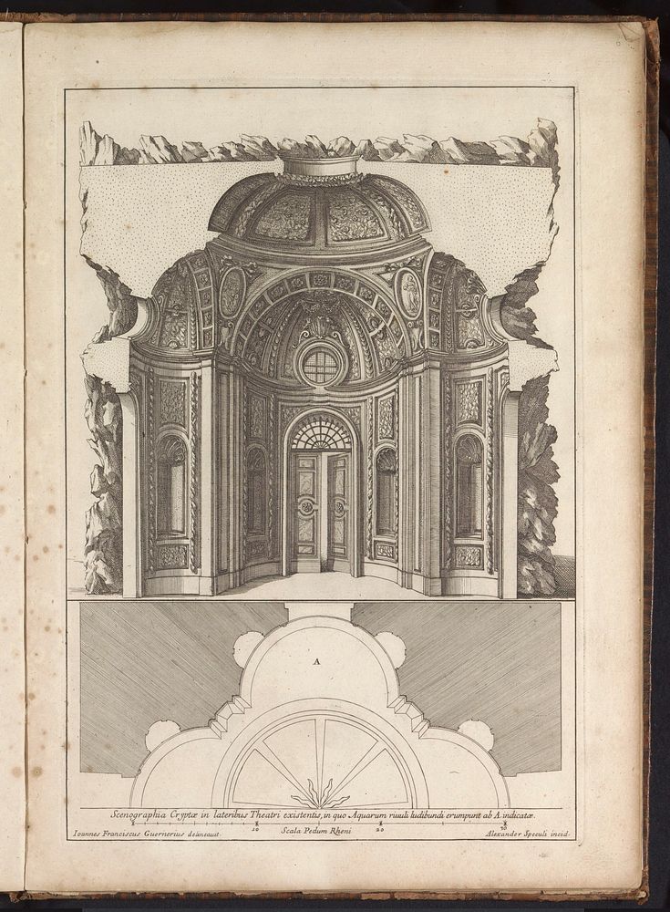 Verticale doorsnede van de rotto onderaan het grote waterspel te Karlsberg (1706) by Alexander Speculi, Giovanni Francesco…