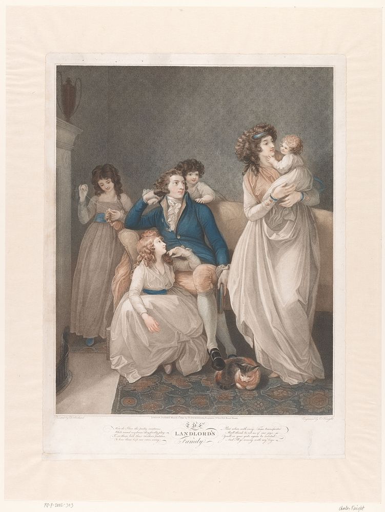 Britse familie met vier kinderen (1792) by Charles Knight, Thomas Stothard and William Dickinson