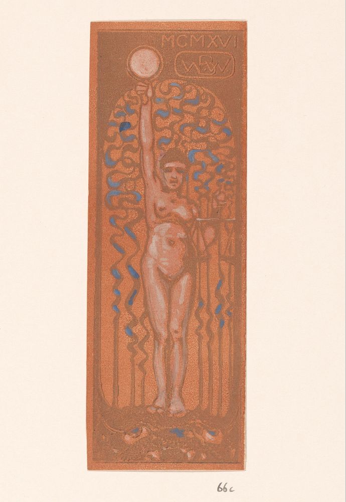 Naakte vrouw met spiegel en weegschaal (1915) by Bernard Willem Wierink