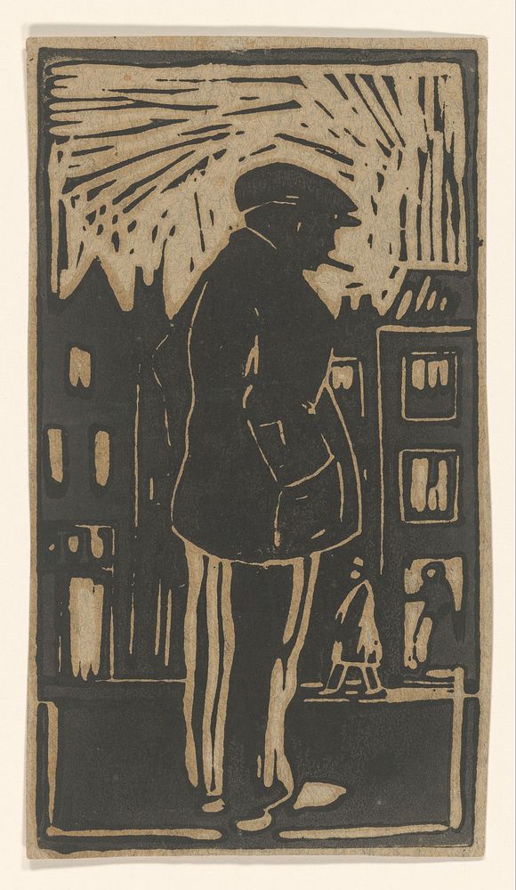 Staande man in een straat (1903 - 1966) by Joub Wiertz