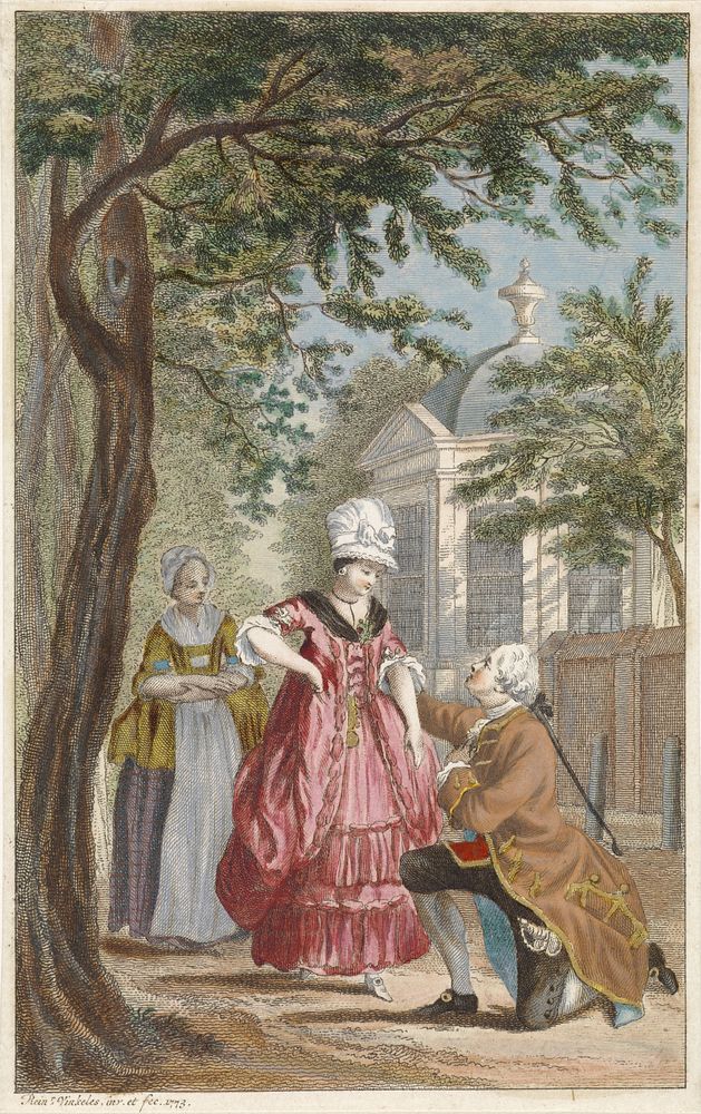 Heer knielt voor dame (1773) by Reinier Vinkeles I