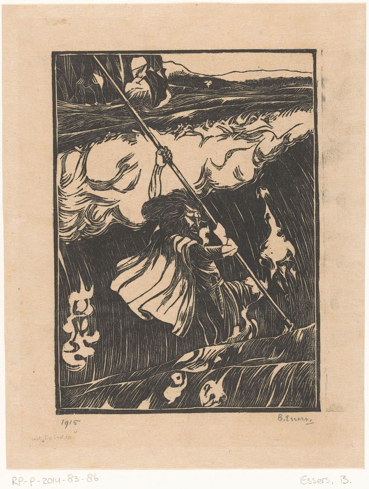 Cuchulainn vechtend tegen de branding (1915) by Bernard Essers