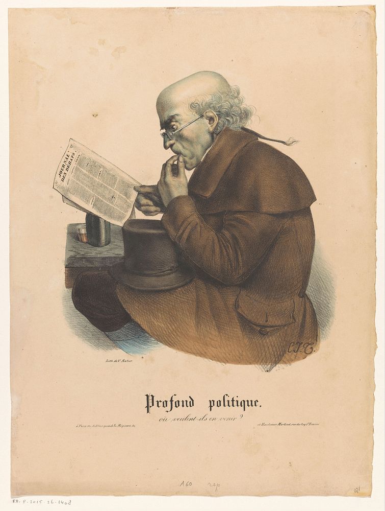 Man leest een krant (1829 - 1830) by Charles Joseph Traviès, Victor Ratier and Hautecoeur Martinet