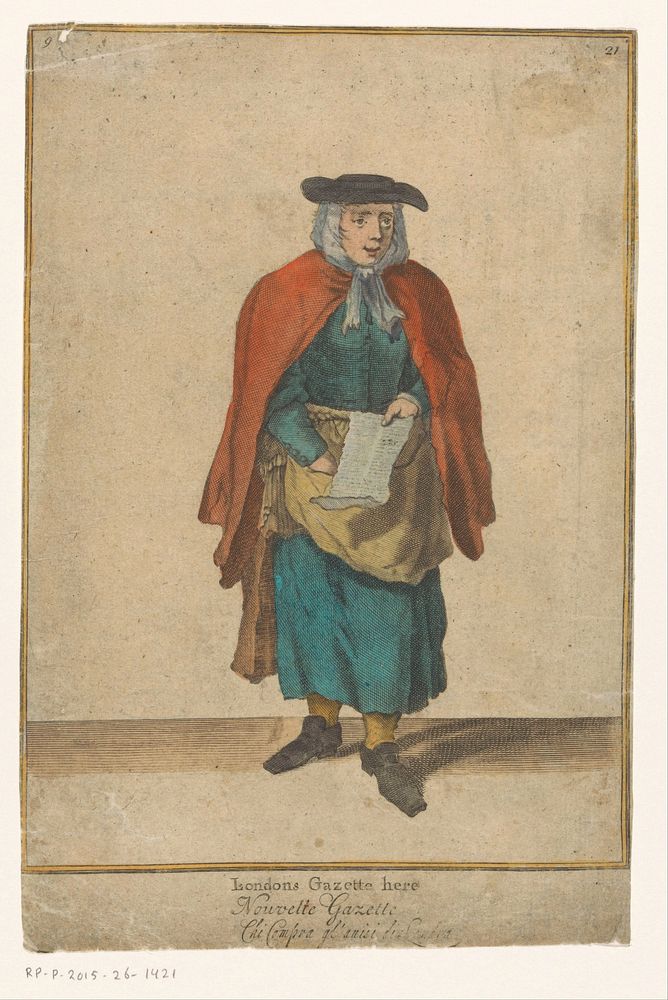 Verkoopster van de London Gazette (1688) by anonymous and Marcellus Laroon I