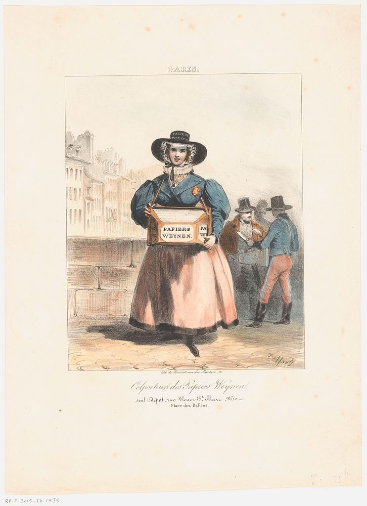 Straatverkoopster van Weynen papier (1833) by Denis Auguste Marie Raffet and Baptiste Pierre Denis Brisset
