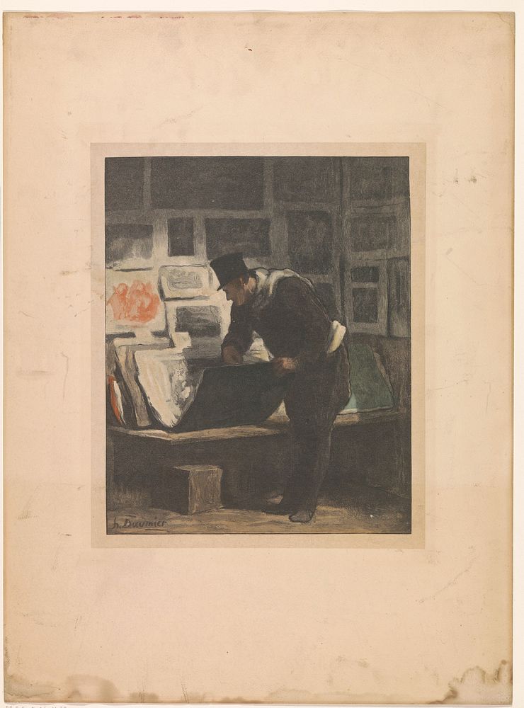 Verzamelaar van prenten (c. 1860 - c. 1902) by Alfred Prunaire and Honoré Daumier