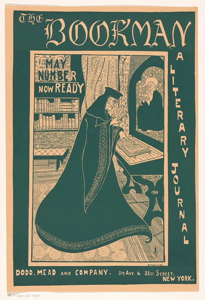 Reclamebiljet voor een meinummer van het tijdschrift The Bookman (1895 - 1918) by anonymous, George Frederick Scotson Clark…