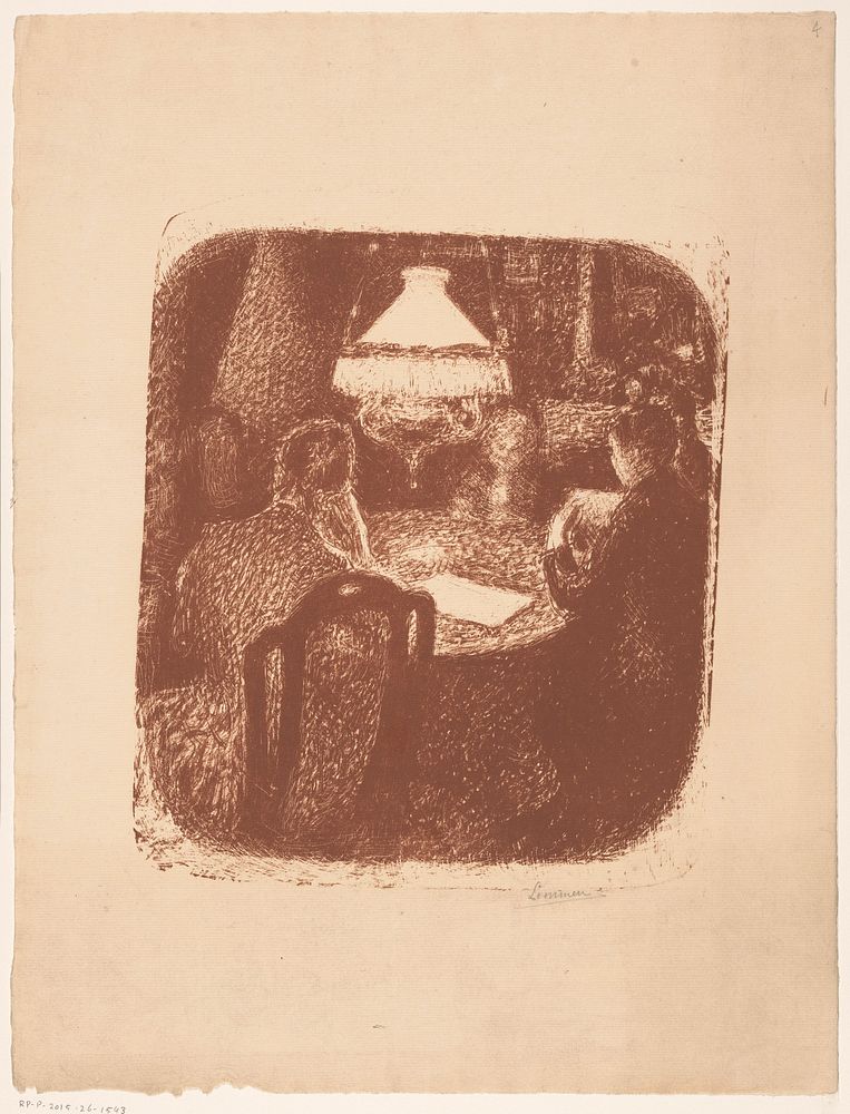 Lezende personen aan tafel (c. 1888 - 1916) by Georges Lemmen