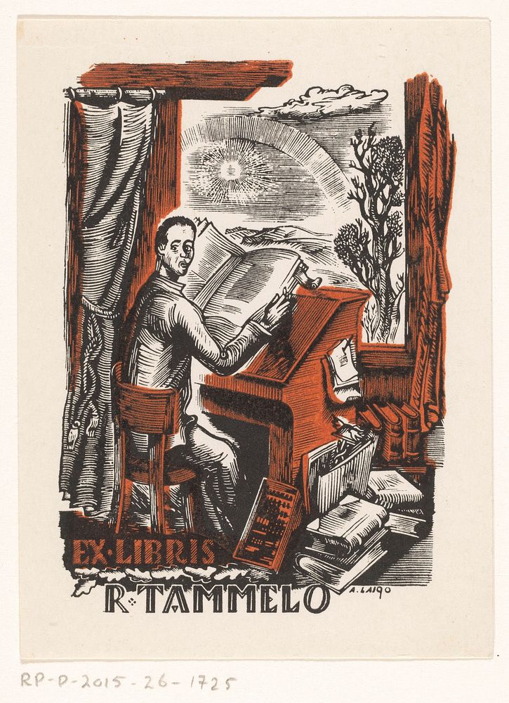 Ex libris van R. Tammelo (1942) by Arkadio Laigo